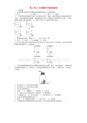 2017-2018學(xué)年七年級(jí)生物上冊(cè)第3單元生物圈中的綠色植物單元測(cè)試題（新版）新人教版.doc-匯文網(wǎng)