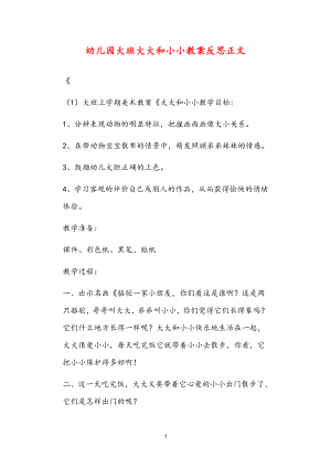 2021年公立普惠性幼兒園通用幼教教師課程指南大班大大和小小教案反思.doc