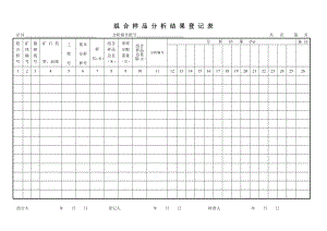 表29 組 合 樣 品 分 析 結(jié) 果 登 記 表.doc